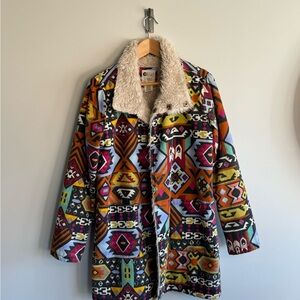 Billabong Multicolor Patterned Jacket with Faux Fur Collar